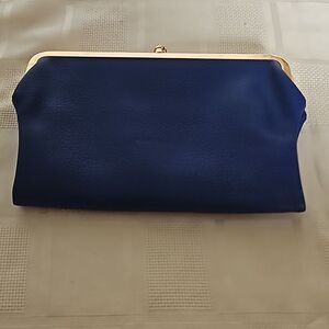 Ampere Creations Vegan Leather Clutch Purse Royal Blue & Gold